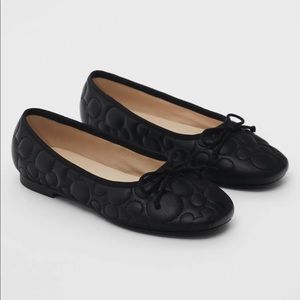 Zara Black Quilted Mickey Mouse Disney Ballet Flat